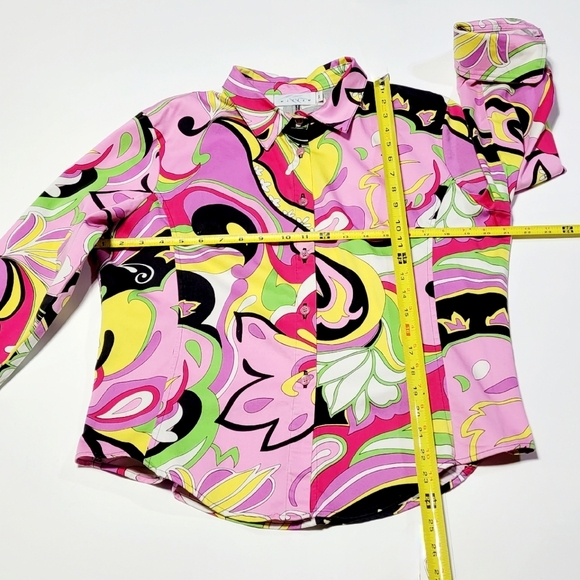 Willow Retro Groovy Funky & Floral Colorful Stretch Blouse Women's (M) - Picture 10 of 13